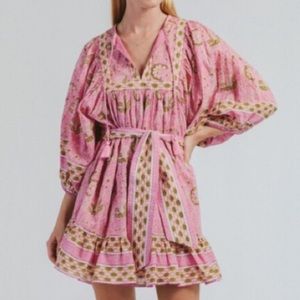 Cleobella Magdalena Midi Dress Pink Floral 100% Cotton Medium